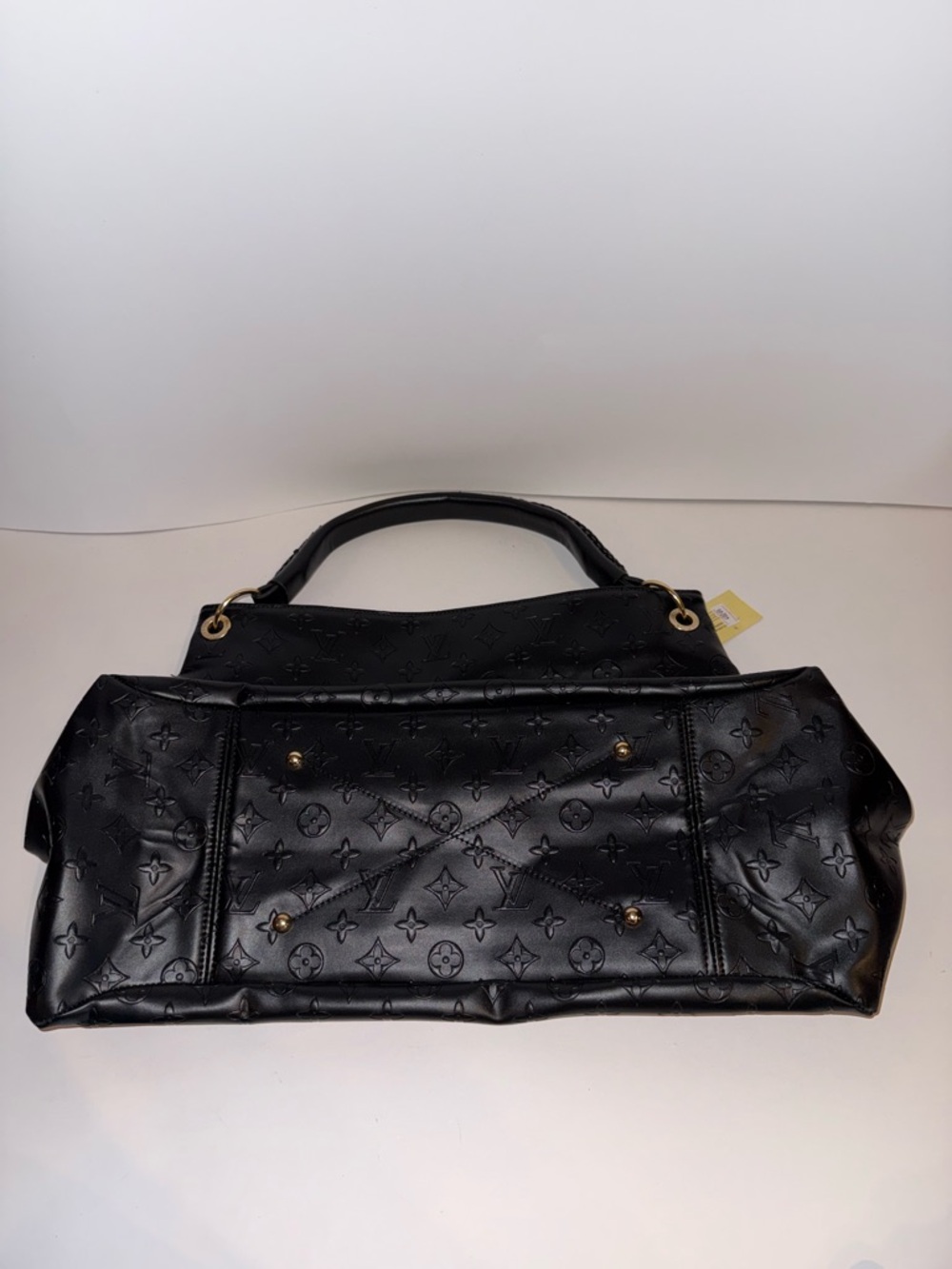 Black Monogram Embossed Leather Shoulder Bag - Picture 4 of 5